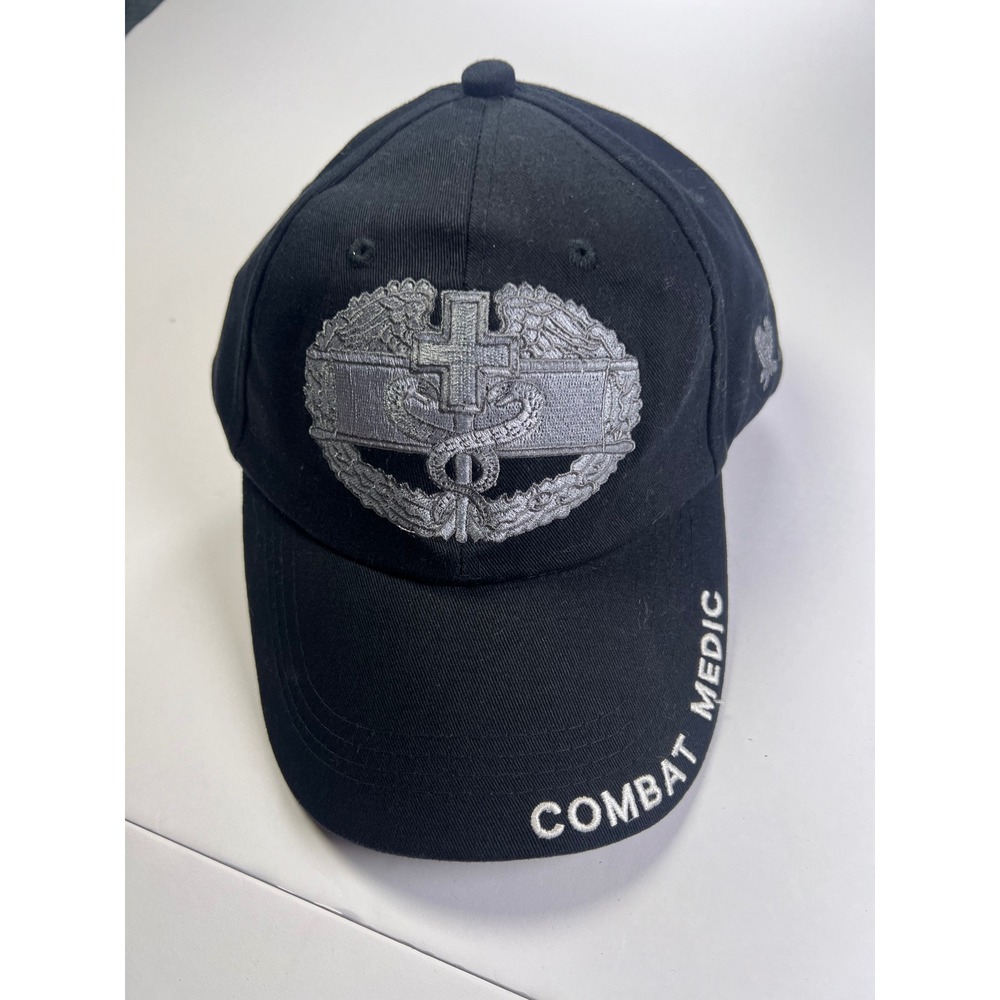 Eagle Crest Combat Medic Hat Mens OSFM Black Embroidered Military Badge Cap